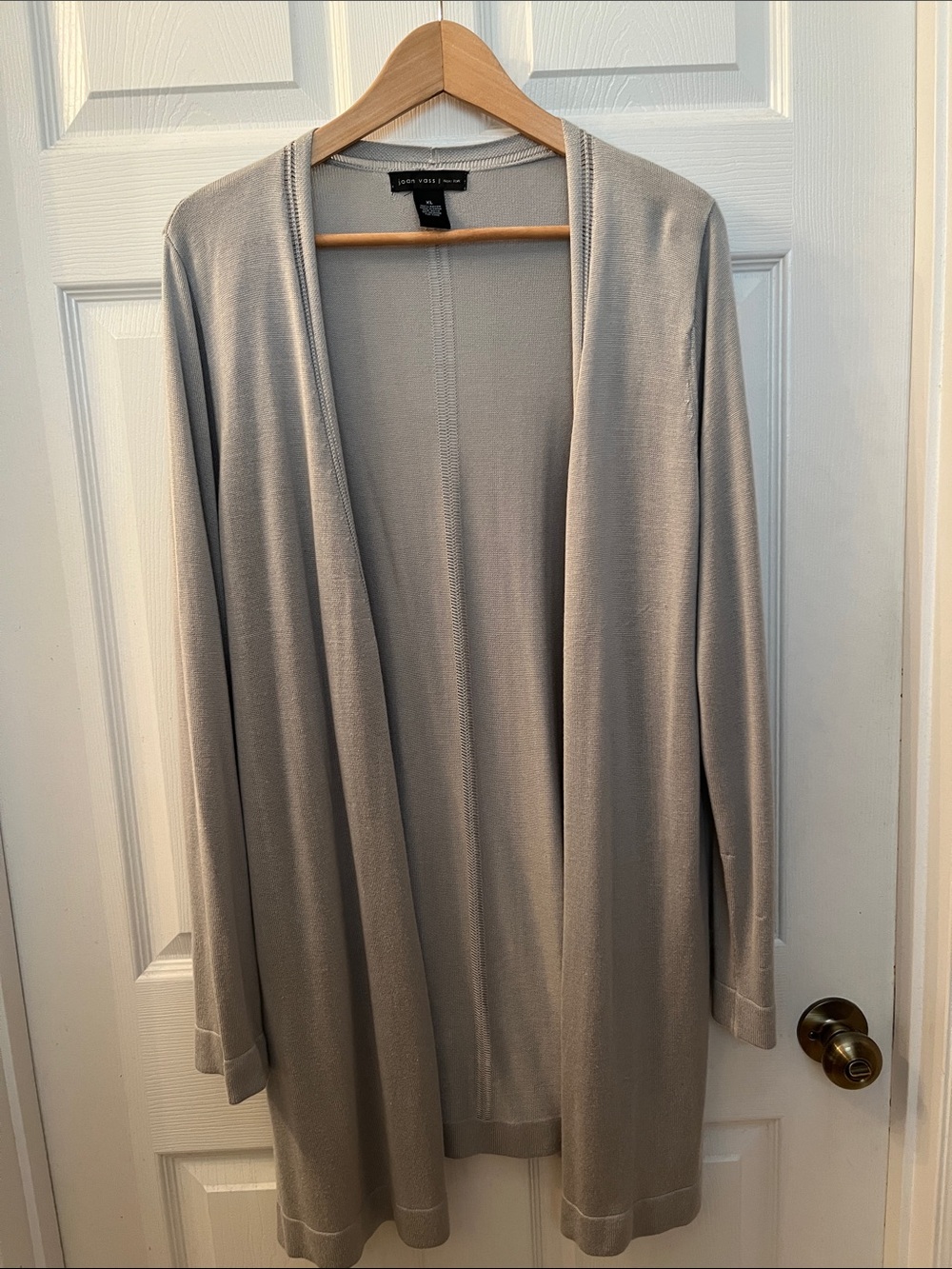 NEW Joan Vass Silver-Gray Open Drape Cardigan XL NWOT